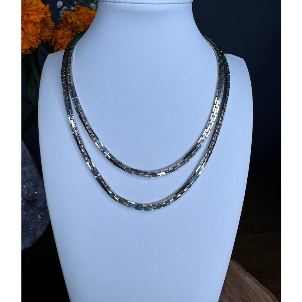 Vintage Stainless Steel Silver Plated Double Strand Choker